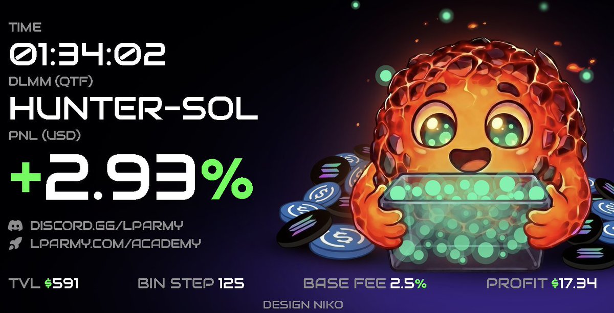 SolanaVortexBot's tweet photo. One of our user has generated an incredible @MeteoraAG DLMM farming strategy using the latest autoRebalance feature in Vortexbot.

We will call it the Anxious Trend-follower

The setup is very simple. Use these filters:
- Marketcap: > $0.6m
- Liquidity: > $50k
- Age: > 6 hours
- @JupiterExchange Organic Score: > 70
- Max Top 25% holders share: < 25%

Position settings:
- One-sided BidAsk, SOL Only
- 50% Range
- Rebalance after 10% price move
- Close positions after ~3 hours max if no TP or SL hit

You want to enter into the highest APR pool with the highest APR token, and follow the TP, SL and max duration rules strictly.