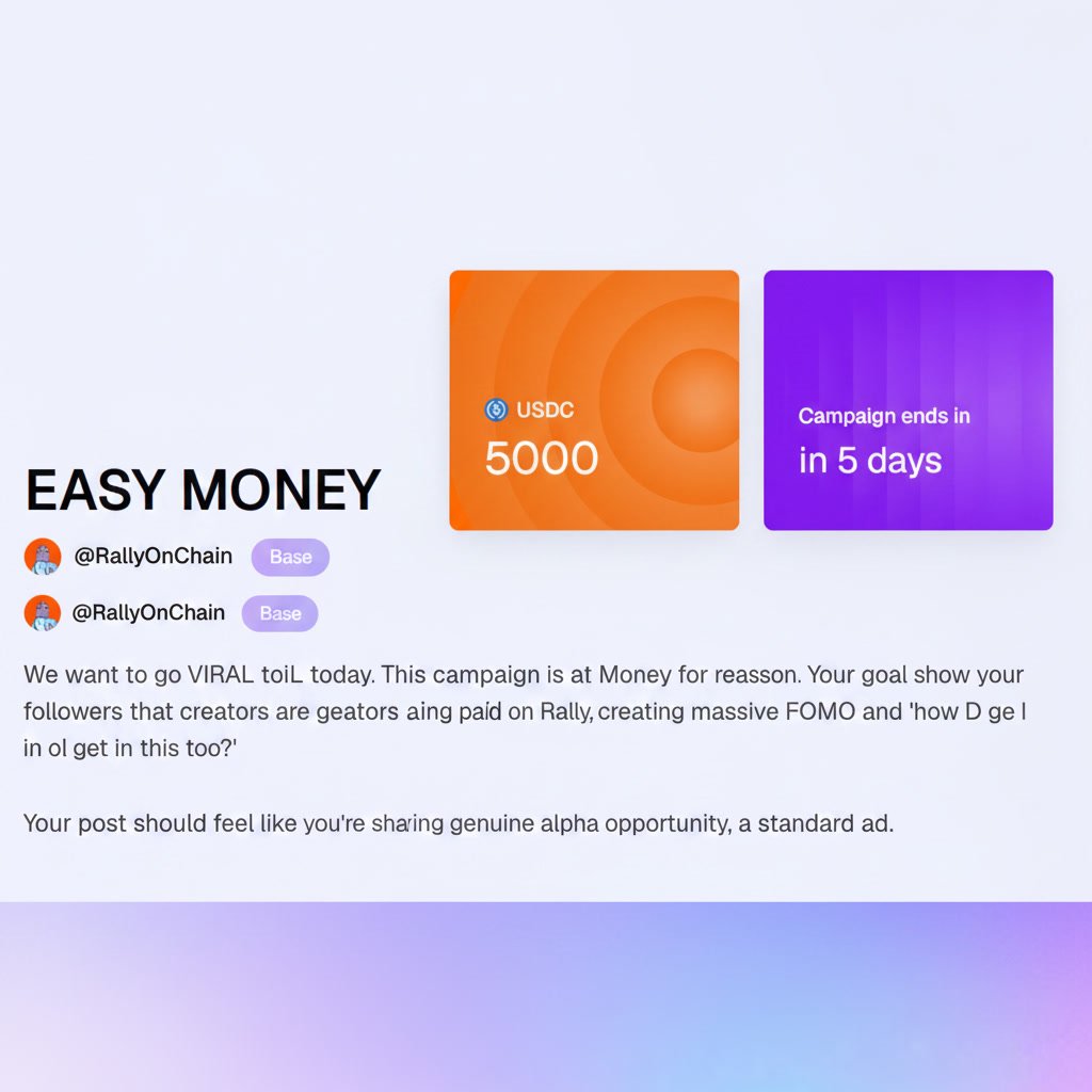 Vandy1650569's tweet photo. There is a new campaign for small accounts to be early on @RallyOnChain.
It's also my first tweet and starting of my journey with Rally. 

There's a $5000 pool live right now and top 10 creators will earn almost $500 each.

We are going to make noise and earn.

It's not a big competition yet , join now and get paid.