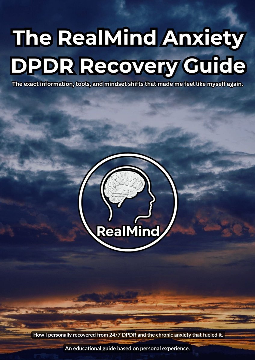 RealMindGuide's tweet photo. What’s covered in my new Full Anxiety DPDR Recovery Guide

It has every single piece of info I know about recovering fully from 24/7 Depersonalization, Derealization &amp; the anxiety behind it.

I created this guide to be the full resource I WISH I had

link on my profile https://t.co/hYSihaAz2Q