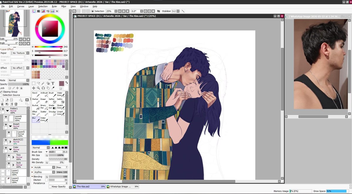 ThatsTimy's tweet photo. The Kiss inspired artwork for Pride Month with Boyfie 💋🥰

#pride #pridemonth #prideart #wip #progress https://t.co/GkcfTZ1z63