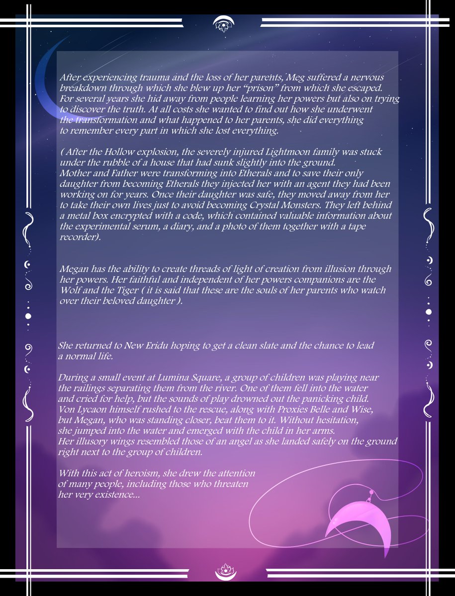 ArtMirraCle's tweet photo. The Beginning of LORE by Megan Lightmoon!!!
Let me know if the text is too light or if it blends into the background
#MeganLightmoon #zzzoc https://t.co/BMs3t7IeVO