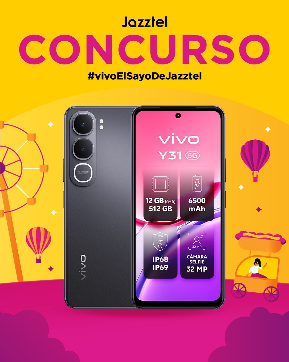 jazztel_es's tweet photo. ¡Hasta el 40 de mayo no te quites el sayo! ☔👒
Aquí tenemos un #vivoY31 512 GB para disfrutarlo 🎉
Participa:
➡️ Sigue a @jazztel_es y @vivo_espana
🔁 Haz RT
👯 Menciona a ese amigo para compartir tu sayo
#️⃣ Usa el hashtag #vivoElSayoDeJazztel
Suerte🍀
BL https://t.co/5pnT5d4DRW https://t.co/ur2dPm73g0