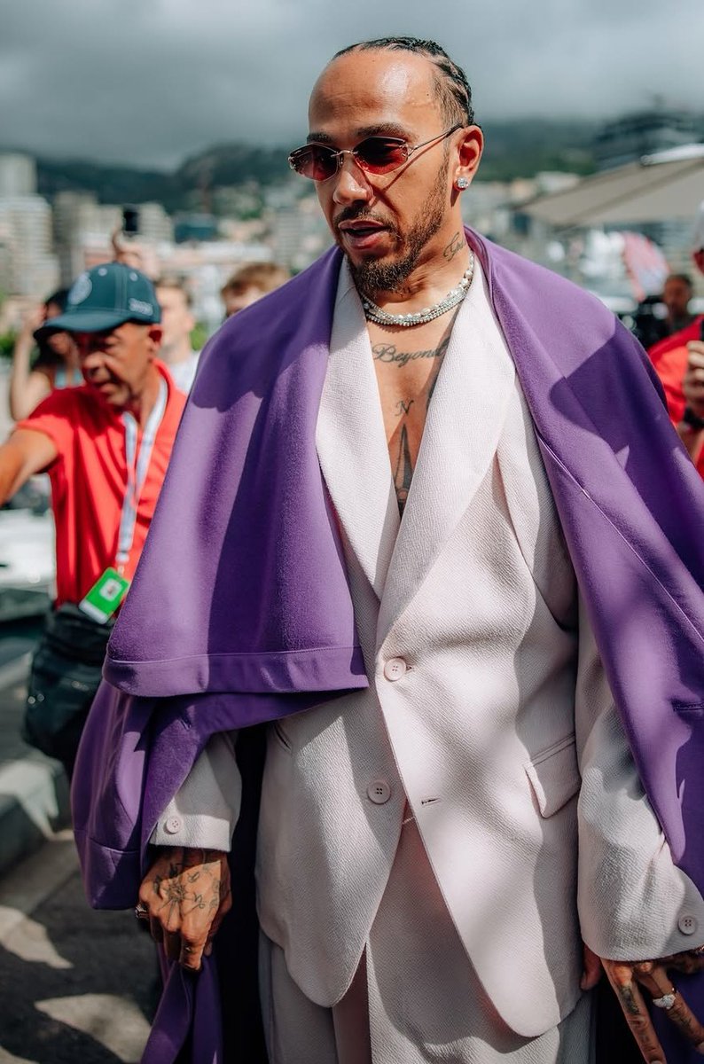 Simon04440's tweet photo. This is how Lewis Hamilton turned the Monaco Grand Prix 2026 paddock into a fashion runway. https://t.co/p6tiez8ipZ