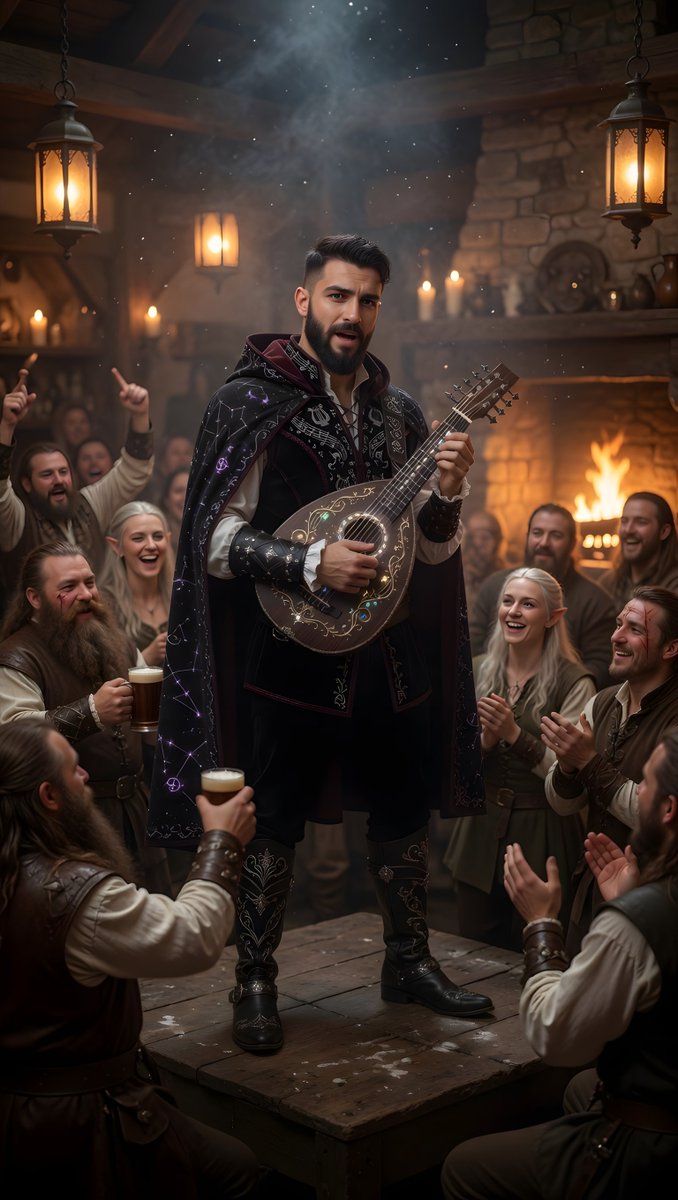 Riot_Symphony's tweet photo. What do you think Dan is playing right now?

A: The Ballad of the Seven Grasshoppers.
B: Flea, please don't let me go.
C: The Longing Tavern Maid.
D: Through the Fire and Flames (cover version)

Join the Riot🔥

#RiotSymphony #Fantasy #DantheBard https://t.co/Kt26QNPVGU