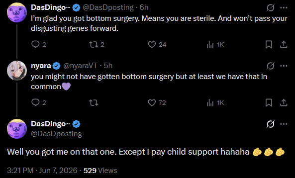 nyaraVT's tweet photo. Transphobes can't stop posting their Ls https://t.co/K2sgavUDyW