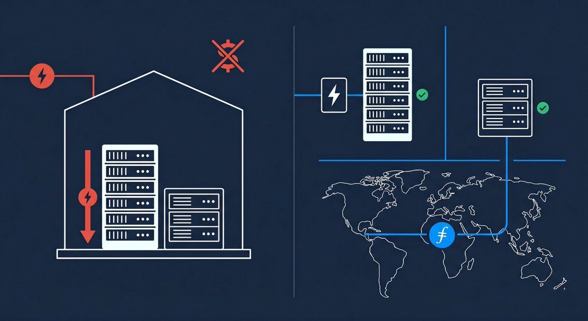 Filecoin's tweet photo. GPU clusters draw 160kW per rack at near-100% utilization. Storage draws under 10kW and tolerates latency in a way compute cannot.

Bundling both in the same premium facility wastes finite grid capacity on static files. 

Filecoin is built for that separation. https://t.co/iGbQM9xXl3