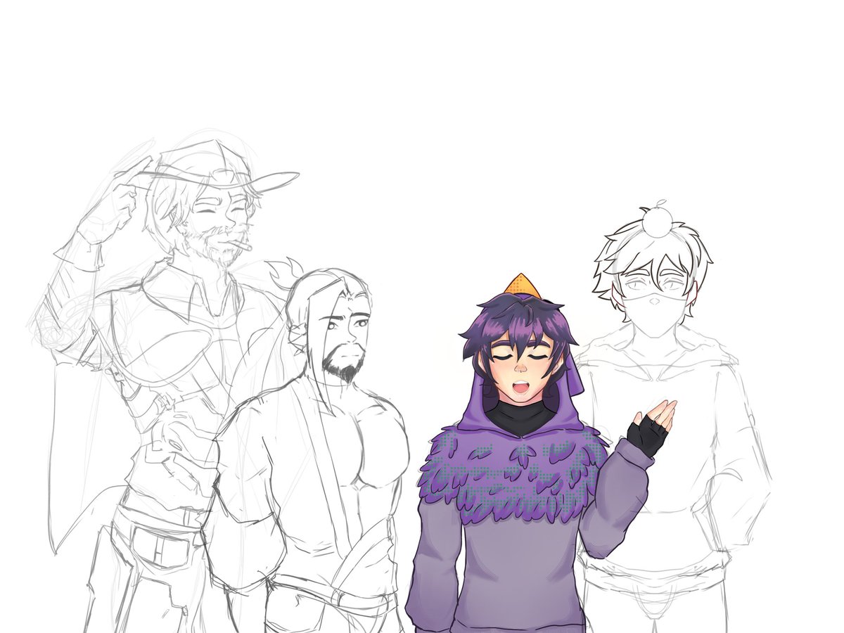 NascoraAcs's tweet photo. I started this drawing two years ago and never finished it. 
I was thinking, why not bring my two families together?
Mis papis #yeehan ❤️💙 #duxino  💜🧡 https://t.co/xSOb0mSUhm