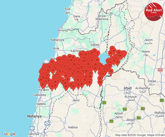 sentdefender's tweet photo. Sirens now sounding in Northern Israel, including the coastal city of Haifa, following the launch of missiles from Iran. https://t.co/ZZxvsqpzSf