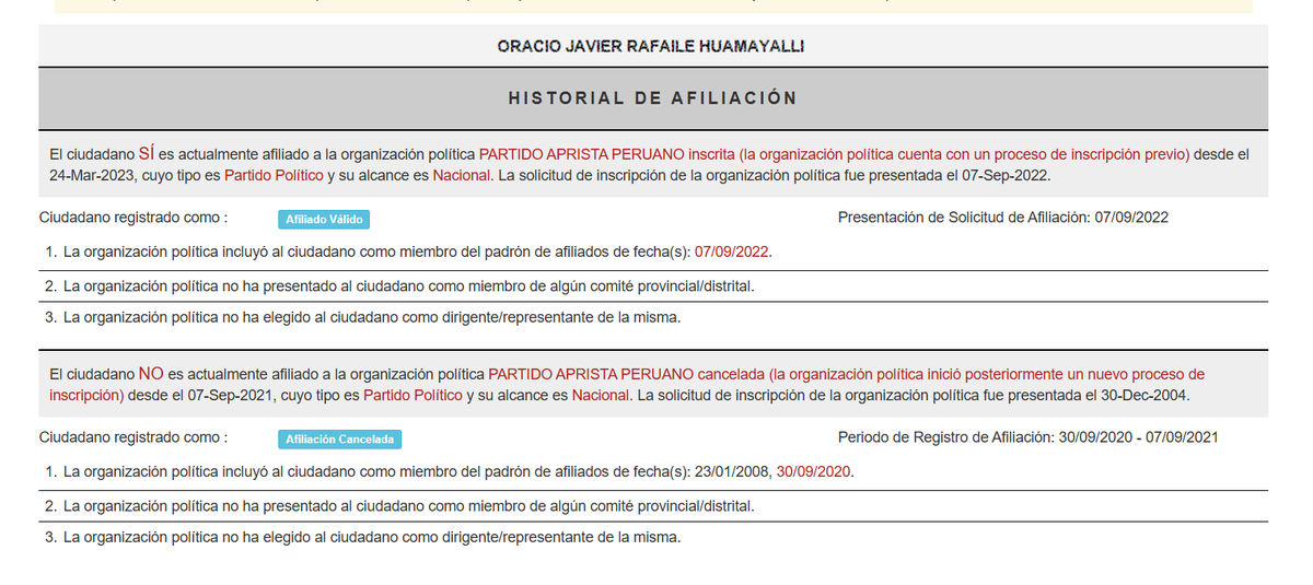 Mataperrea's tweet photo. Según la @FiscaliaPeru el detenido se llama Oracio Rafaile, quien violentó las cédulas de votación en el colegio de Los Olivos. Según el JNE, el ciudadano milita actualmente en el APRA. https://t.co/WvUHE41SDe