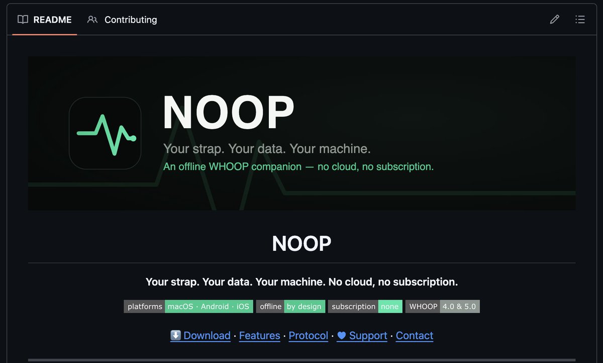 ParthJadhav8's tweet photo. The developer just open-sourced the Whoop without subscription Mac &amp; Android app ( iOS on roadmap ) :

https://t.co/8ztCVCX6Ji

Clone it before it's gone ! https://t.co/nZeVoSlSzA
