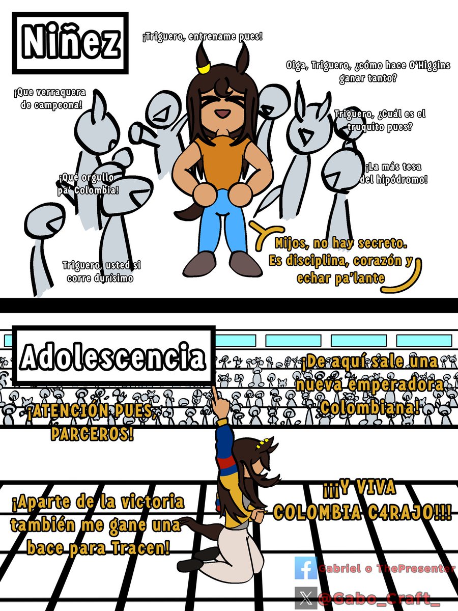 Gabo_Craft_'s tweet photo. *Un vistazo al pasado* 3 
El vida de Triguero fue muy tranquila, admirada por su talento y voluntad, pero, ¿Que le esperara en la academia Tracen? 
#UmaMusume  #umamusme #umamusumefanart #pclub #uma #burramusume #Triguero #Colombia https://t.co/E0SDj6RxCq
