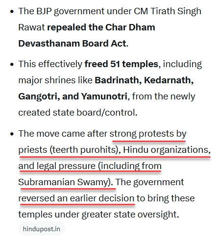tweet2truth's tweet photo. @trramesh @BJP4TamilNadu @RSSorg @umaanandansays Uttarkhand -ONLY state where BJP has freed temples was because of priests, Hindu org and @Swamy39 .

We need Saativ Mr.Ramesh, Rajasic @OurTemples and less Tamasic critics to make it happen. 

BJP is now after Dalit Vote bank, not temples. https://t.co/T9oqbdfImI