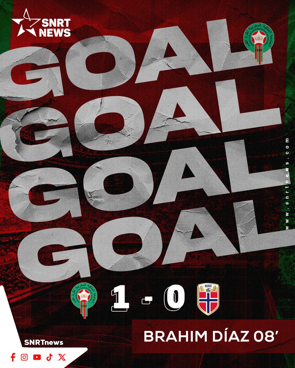 SNRTNewsfr's tweet photo. Le premier but des Lions signé Brahim Díaz !
📺 Lien pour suivre le match : https://t.co/fNjm1HJofP
#LionsDeLAtlas #MatchAmical #Maroc #Dimamaghrib #SNRTnews https://t.co/8LBv7GjXY8