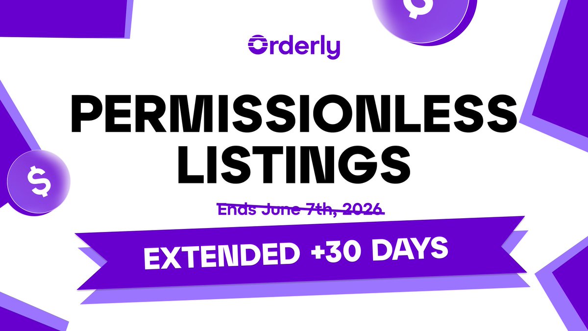 OrderlyNetwork's tweet photo. The Permissionless Listings promo has been extended until July 7th!

Any DEX on Orderly can create 50 permissionless perp listings without staking or volume requirements

We've already seen numerous listings go live including RWAs like SPY, NATGAS, SOXL, and more

If you've been waiting to list custom markets, now's the time