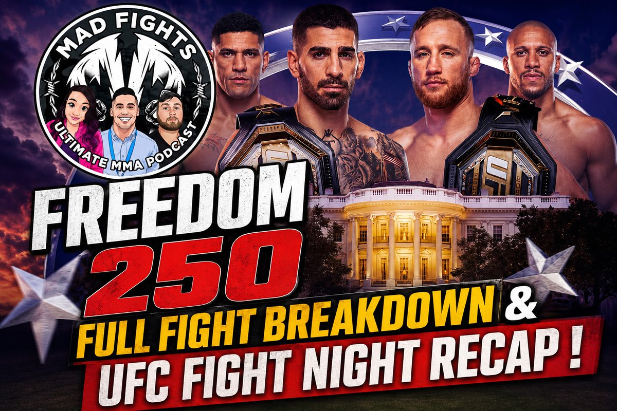MADFights2025's tweet photo. The team goes live in about 1 hour on @sports_fluent. Check out what @MoniqueYip and @Aleccarrmma have to say about #UFCFreedom250 and cover all the hot topics https://t.co/EyAIpQGlL6