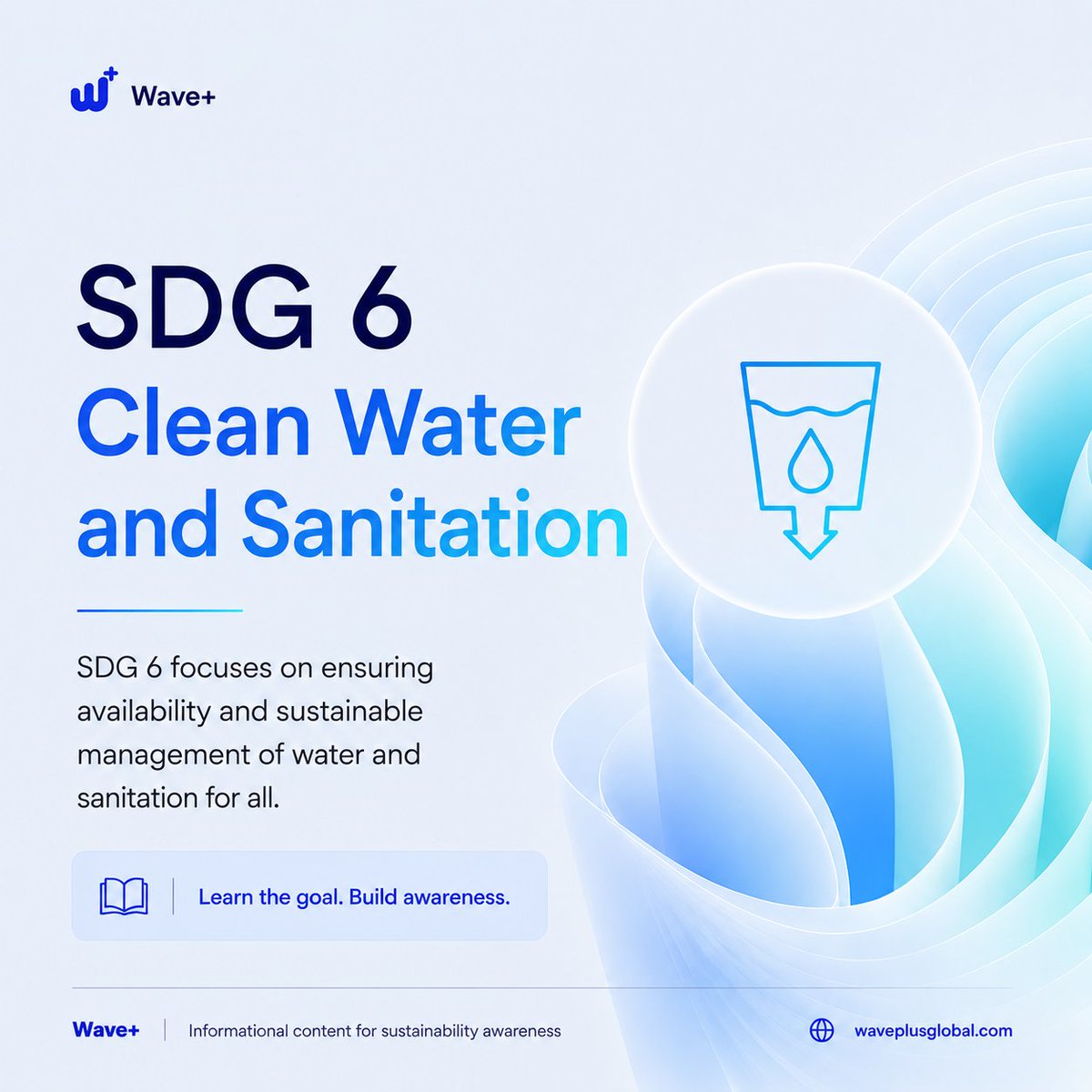waveplusglobal's tweet photo. SDG 6 reminds us that clean water and sanitation are not just basic needs; they are foundations for health, dignity, and sustainable living.

Learn the goal. 

Build awareness.
https://t.co/1yU1xtvxxx

#WavePlus #SDG6 #CleanWater #Sanitation #Sustainability #GlobalGoals https://t.co/rGnIIWjCsN