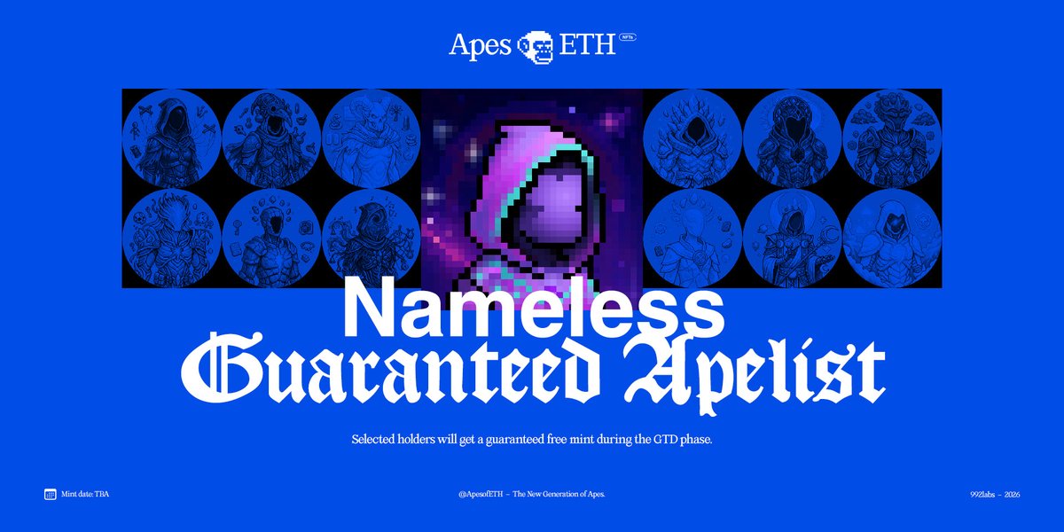 ApesofETH's tweet photo. Apeless, 1/1 art inspired by one of the strongest CTO communities, @NamelessCTO by @TheHollowGods 🔥

We're proud to allocate 200 GTD Apelist spots for the top 200 holders.

Quote your Nameless and let’s take over the timeline. 🔥🦍 https://t.co/EFUVtZi5Bs