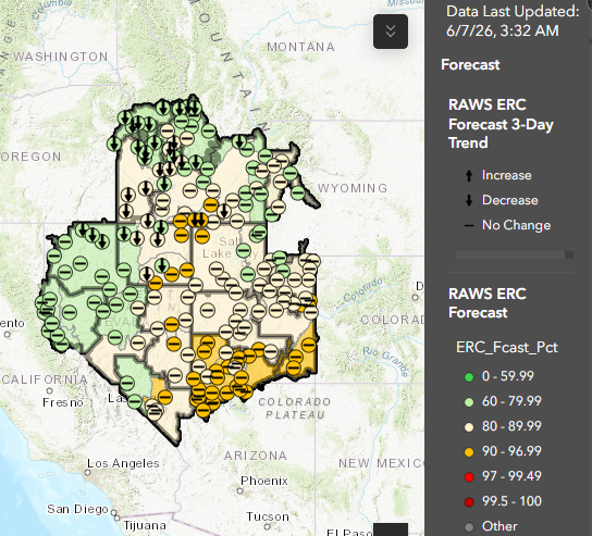 GreatBasinCC's tweet photo. Observed ERC percentiles in Great Basin from Sunday 06/07/2026.
@GreatBasinCC
https://t.co/mZyBXBuyeO https://t.co/BfG4m7X7BQ