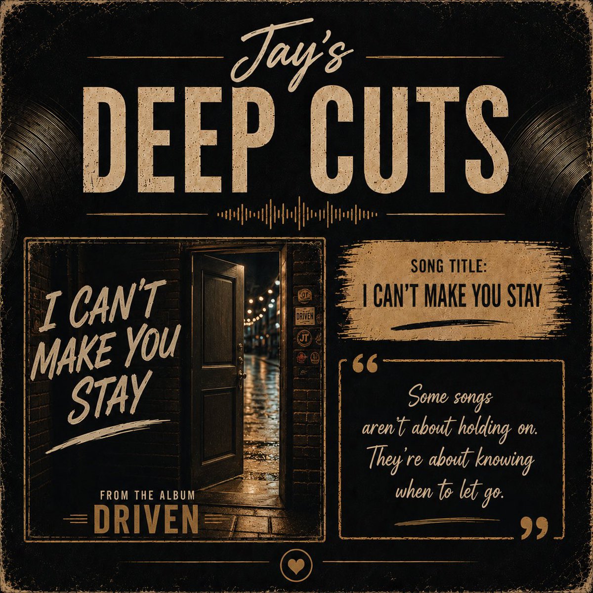 JayTighe's tweet photo. JAY’S DEEP CUTS: “I Can’t Make You Stay” 🚪

This track was a hybrid of 3 songs giving it that eerie country storytelling vibe. I love how it turned out.

Check out Jay’s Deep Cuts playlist on Spotify:  https://t.co/zCNgLr0Ud9

#country #countrymusic #deepcuts #stream #jaytighe https://t.co/1yIefgPJHA
