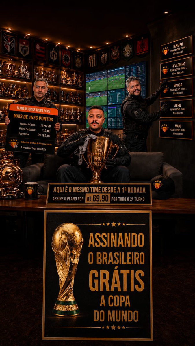 gatocartoleiro's tweet photo. A espera acabou, chegou a copa do mundo GATO CARTOLEIRO, liga clássica aberta e com capitão. Podem jogar com quantos times quiserem. Para participar é bem simples, basta seguir o velhinho aqui e curtir este post.
PRÊMIO: UM PLANO DE SÓCIO NA TROPA DA MITAGEM.
#cartola #cartolafc https://t.co/7PZbdOijPq