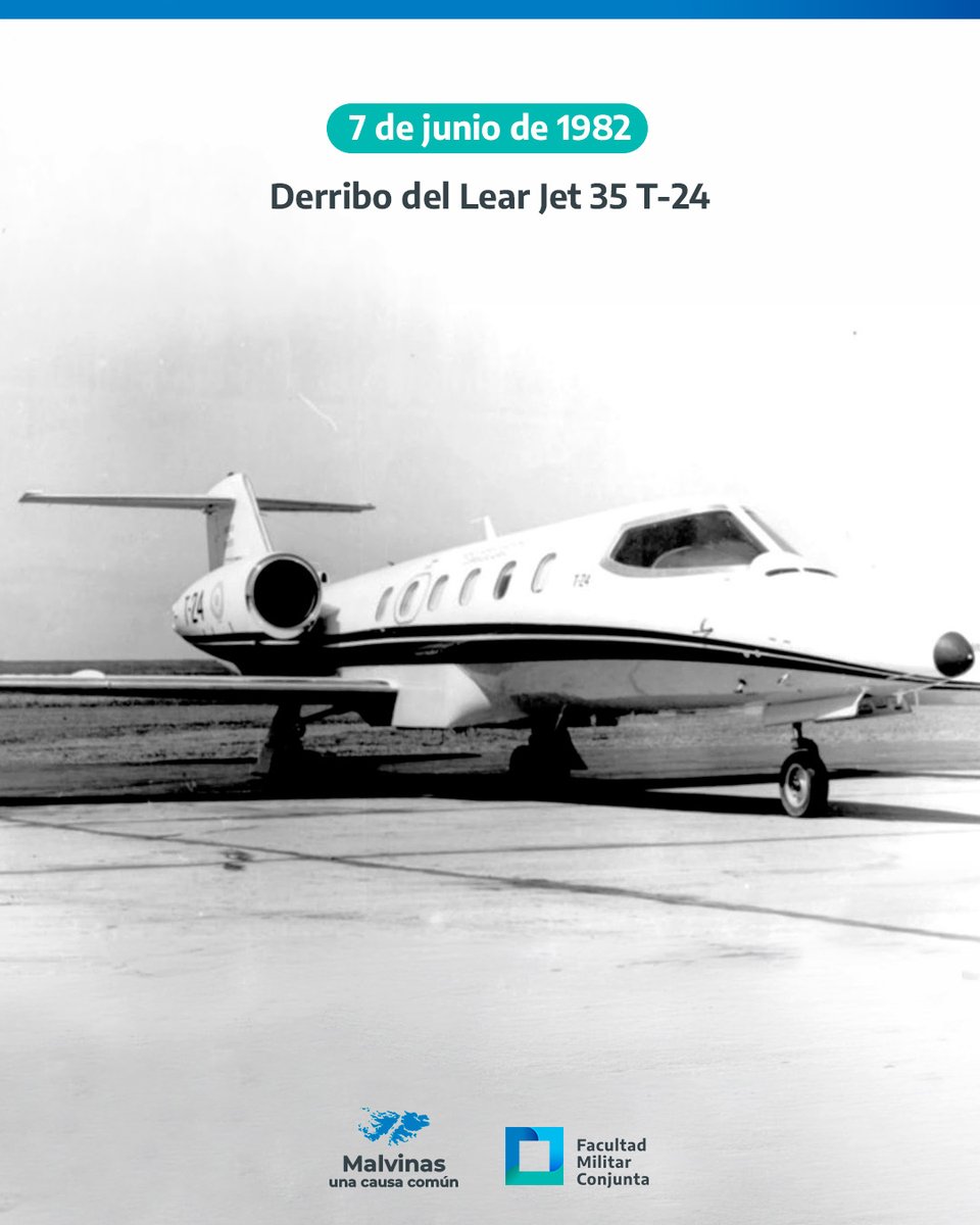 FMC_Arg's tweet photo. DERRIBO DEL LEAR JET 35 T-24

La @fmc_arg rinde homenaje a la tripulación del Lear Jet 35 T-24 de la Fuerza Aérea Argentina, caída en cumplimiento del deber, el 7 de junio de 1982 durante el Conflicto del Atlántico Sur. https://t.co/odd4QZyVho