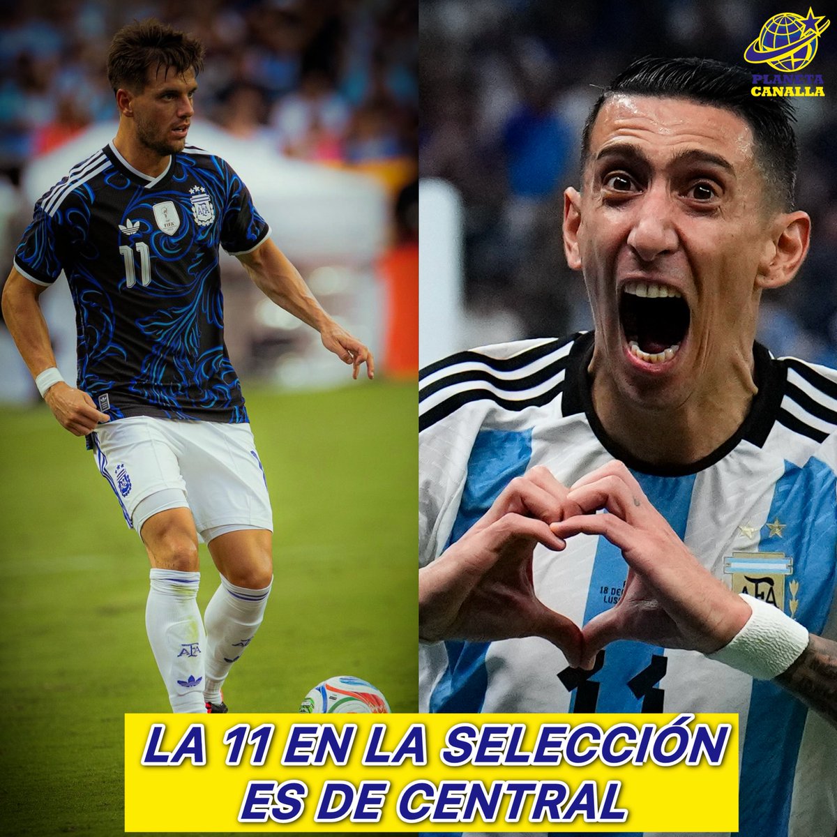 info_1889's tweet photo. 💛💙 Angelito Di María dejó la selección Argentina con su número 11 para cedérsela a otro que es su amigo y fanático de #RosarioCentral, un tal Giovani Lo Celso.

Que lindo sería verlos juntos en el cARc… https://t.co/3lITKOdKBB