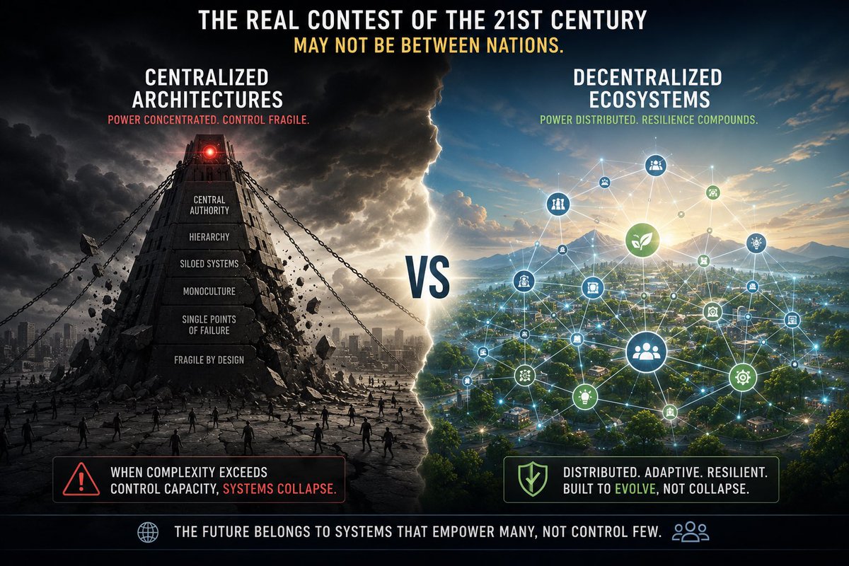 NoConsensusWld's tweet photo. The future belongs to systems that empower many, not control few.

Nature figured this out long ago.

#Decentralization https://t.co/6AYY2HCHs6
