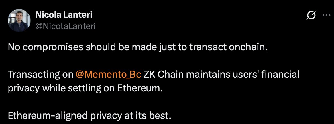 dumpit_io's tweet photo. If the rumors are true, it would be the first @zksync #prividium chain for retailers... Users will be able to make private transactions, settled on #Ethereum.

The best privacy technology, developed by @zksync, brought to market by @Memento_Bc $DEXTF

$ETH $BTC $HYDX #base $ZEC https://t.co/RFiFOfvKoM