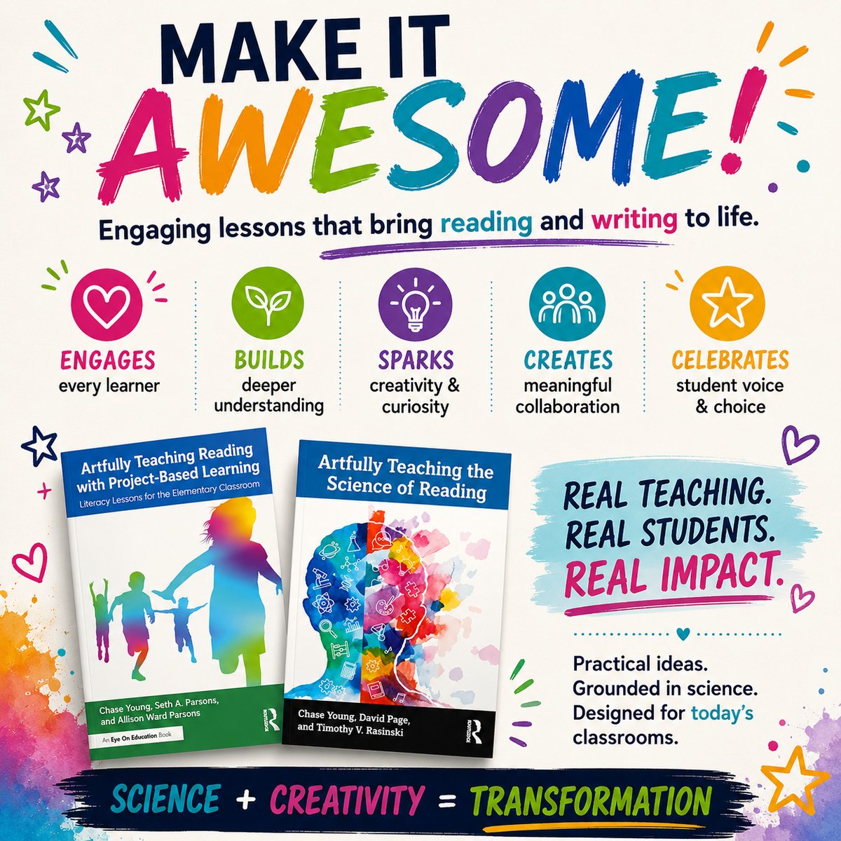ChaseJYoung1's tweet photo. BORING:

"Identify the author's purpose."

AWESOME:

Students became marketing consultants.

Their client was the author.

They had to determine whether the author was trying to:
• inform
• persuade
• entertain
Then they created an advertising campaign proving it. https://t.co/0xvDqKGmEF
