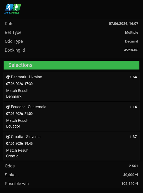 ConvertBetCodes's tweet photo. I've fasted for these odds 
Register ON Betbaba here: https://t.co/3ZwluRGAEQ
Booking code: 4523606 https://t.co/a9XpNo0HKz