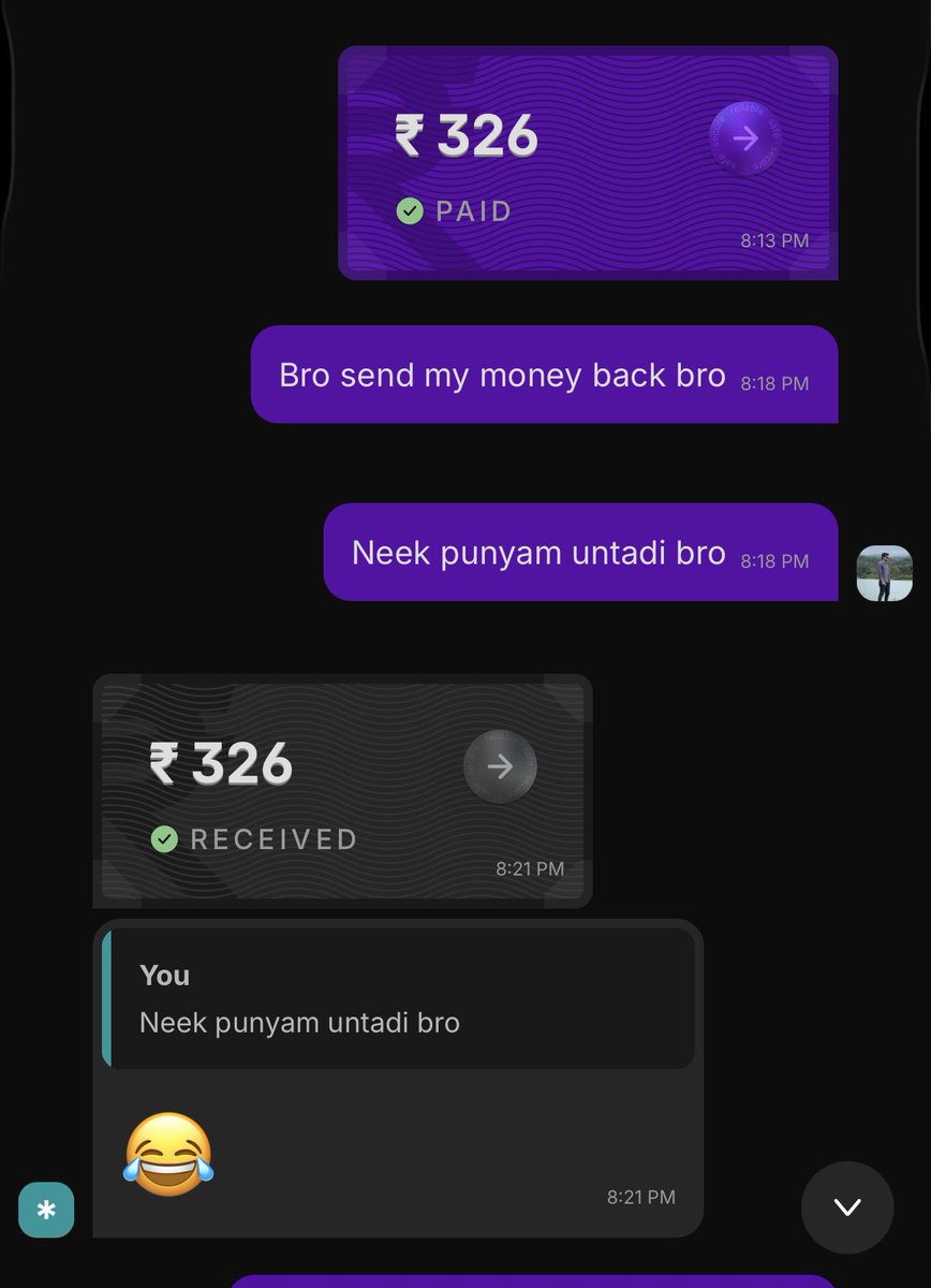Sumanth4182's tweet photo. Bymistake oka  number wrong kotti money send chesa
Number ela anna dorkad ani raayi esthey return chesadu money 🤣😭
Mansulante ne manchollu ra❤️ https://t.co/BrlgyEOpm2