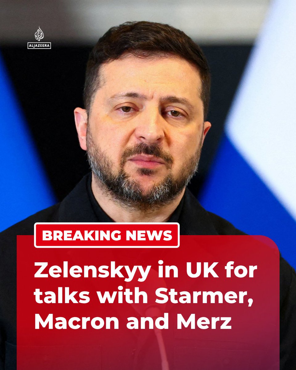 BREAKING: Ukraine's President Volodymyr Zelenskyy said he was in Britain for bilateral talks with PM Keir Starmer, as well as an E3-plus-Ukraine format with Starmer, French President Emmanuel Macron and Germany Chancellor Friedrich Merz.