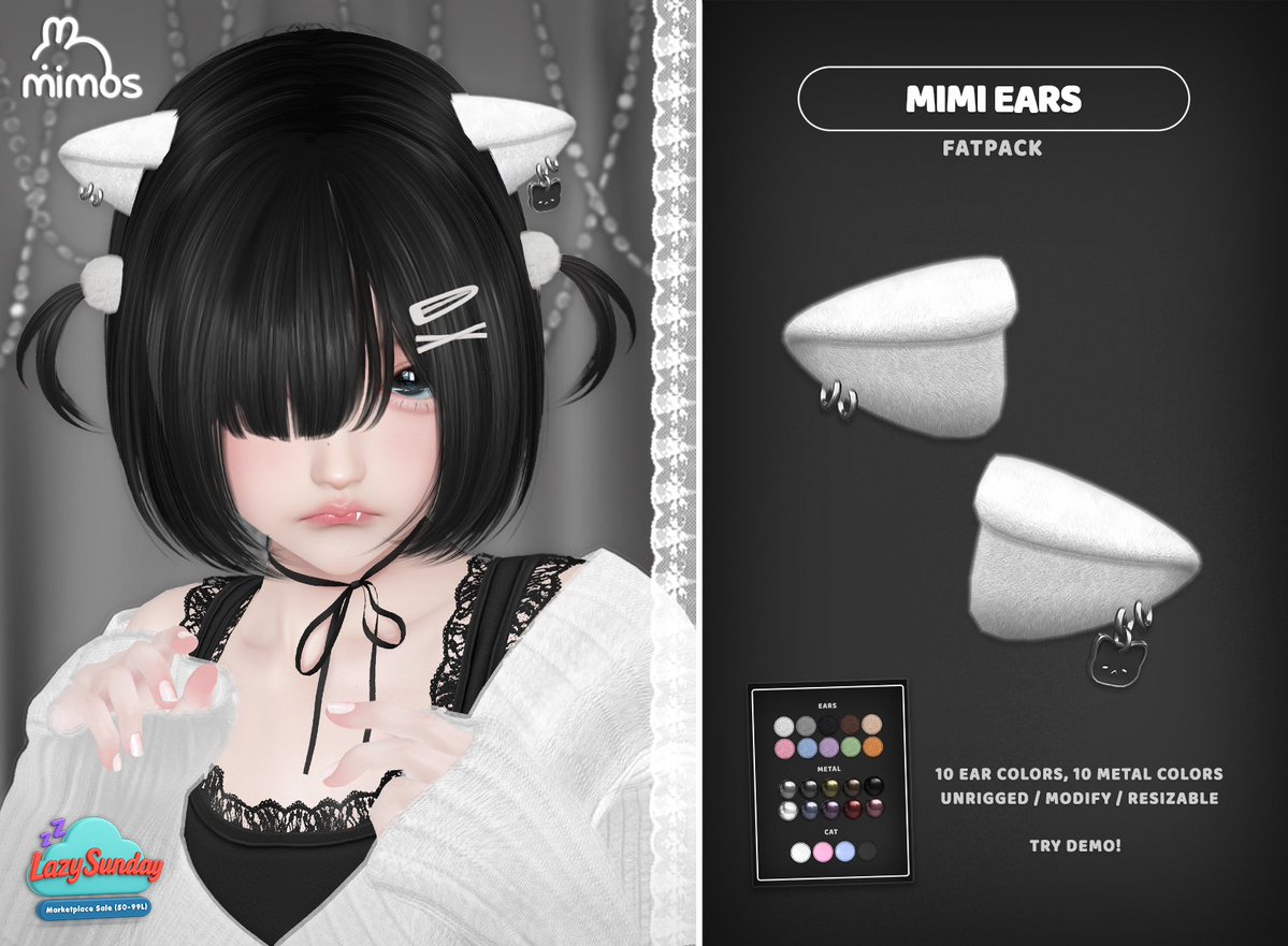 Giobunini's tweet photo. ₊˚⊹♡ New release: Mimi Ears ♡

Tiny kitty ears to make your look even cuter 🤏🥺
Fatpack with 10 ear colors only 99L at Lazy Sunday!

✨ Promotion available until Tuesday

MP: https://t.co/3O9hhCEa3B https://t.co/OJ6bDvNZZF