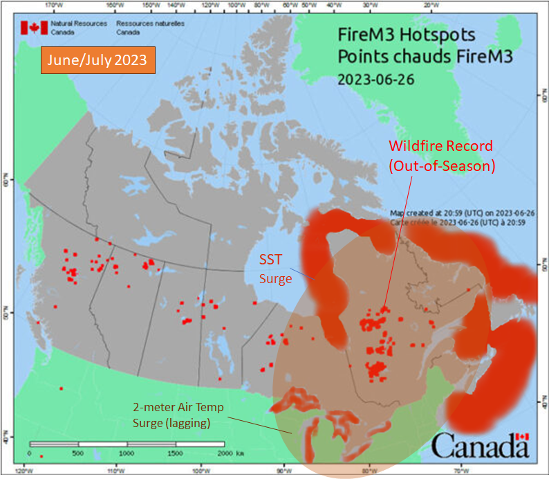 EthicalSkeptic's tweet photo. Everyone frothing over the 2026 cold blob...

But Folleagues recall in 2023 that this was right where the hot blob was. Both extend under the Canadian forested and tundra landmass. How do ocean currents do that? Was the AMOC strengthening then?

A Magical Overturning Current (AMOC) is an ad hoc rescue - it is NOT an actual hypothesis (not exposed to falsification).