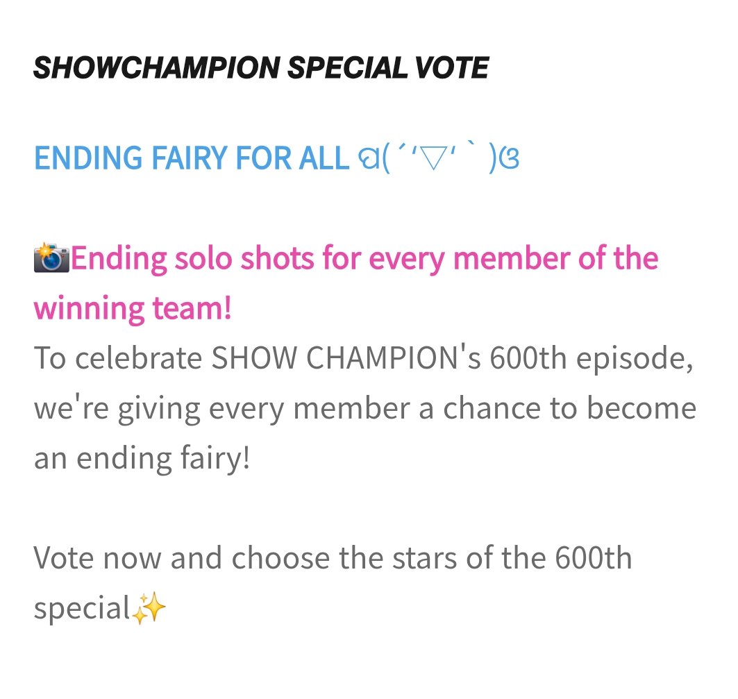 s14lvr's tweet photo. WAVs! We've won the ending fairy vote, and tripleS will have 24 solo ending shots on Show Champion's 600th episode! We're one step away from making it more special, we have to get the episode's win. Congratulations to us, and let's keep on voting! 🌸 https://t.co/HQOeUXAS39