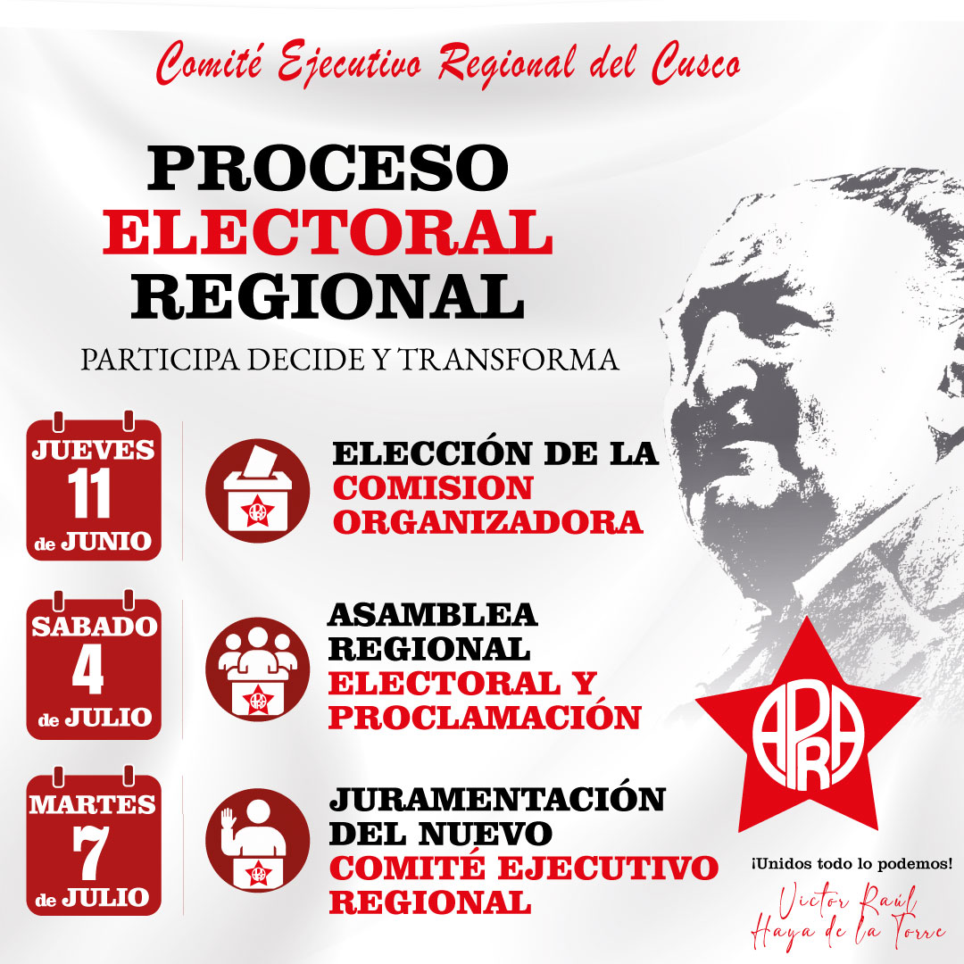 CuscoApra's tweet photo. PROCESO ELECTORAL REGIONAL – CUSCO
El Comité Ejecutivo Regional del Cusco convoca a todos los compañeros y compañeras a participar activamente en este importante proceso democrático:
Tu participación fortalece la institucionalidad, la unidad y el compromiso con nuestros ideales https://t.co/6oIU126C2J
