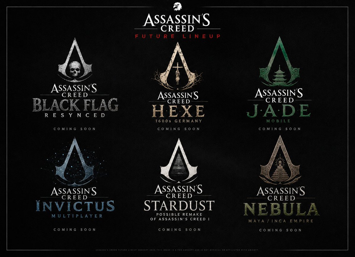 Uyimero's tweet photo. 🚨 EL FUTURO DE ASSASSIN’S CREED 🚨

Esta es por lo pronto, juntando confirmaciones oficiales y rumores/filtraciones, lo que nos espera en el futuro de AC:

🦜 Black Flag Resynced → para el 9 de julio de 2026

🧙 Hexe → Alemania, caza de brujas en el 1600. Posiblemente el AC MÁS oscuro de la saga.

📱 Jade → Assassin’s Creed en la antigua China para móviles. Sí, SIGUE VIVO.

⚔️ Invictus → Assassin’s Creed multijugador. Ubisoft ya confirmó que existe y al parecer ya se ha probado. 

👁️ Stardust → fuerte rumor de remake de Assassin’s Creed 1.

🌎 Nebula → leak de un AC inspirado en civilizaciones maya/inca de Sudamérica.

Si Ubisoft NO la lía… estamos entrando en la etapa con MÁS variedad de Assassin’s Creed de la historia.

Ahora la pregunta incómoda:

¿Creeis que este es el camino? 👀 Quiero ver vuestra inhumildad en los comentarios...