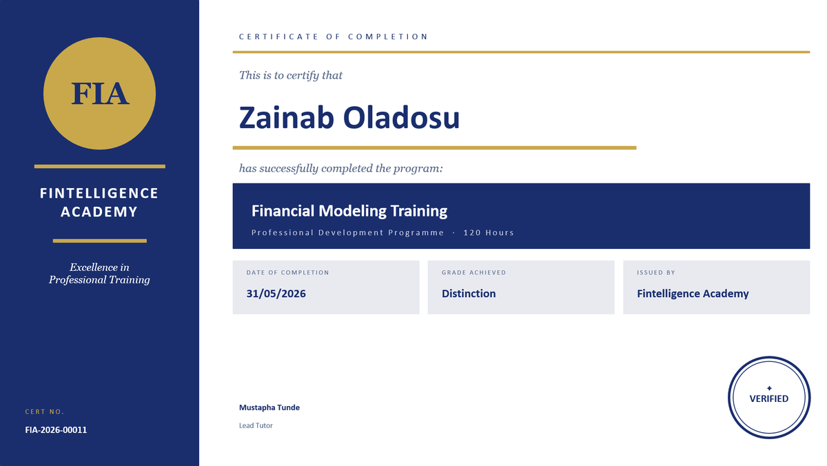 FintelligenceA's tweet photo. Congratulations all our financial modelling students on successfully completing the program.

Your dedication, consistency and commitment to learning have been inspiring. We wish you success as you apply these skills in careers and businesses.

Cheers 🥂 https://t.co/Y4dLJu14sV
