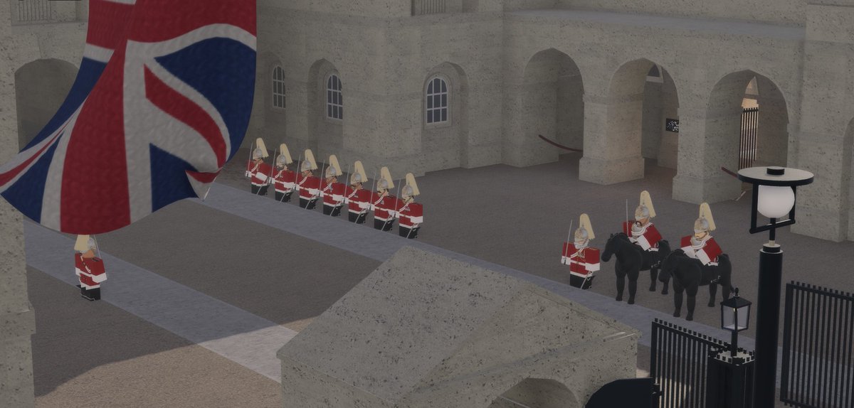 HCavRoblox's tweet photo. 🐴 | The Life Guards mounted at Horse Guards Parade, taking over the guard from the Blues &amp; Royals. Following the change the guards were inspected at our weekly 4 o'clock parade.

⚔️ | Interested? Join Household Cavalry today: https://t.co/jsusZ9eCT0 https://t.co/oNHs2rLQey