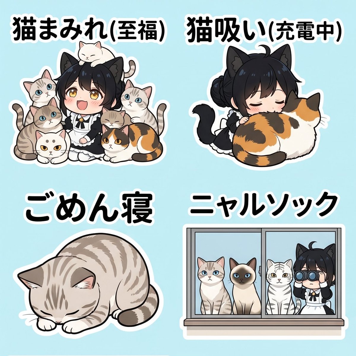 WiseOwl_Lab's tweet photo. 🦉梅雨スタンプの次、猫スタンプ！

おはようございます。

さあ、月曜日はじめてまいりましょう～～。

今週やっていきたいこと。
①LINEスタンプ、各生産ラインの推進
　→猫、エリオ、おけまる、じめじめ夏
②エリオの苗字決定
　→だいたい、イメージ決まった。。。
③落ちゲー開発
　→誰かにテストプレイしてもらいたい。。。
④言えない活動
　→言えない(笑)今週後半になったら言えるかも？？

というわけで。
お昼に①LINEスタンプ、から、
「猫好きスタンプ」16選のテストショットを報告します。

追い込みはこれから、、、ですが、
ぜひ「あなたのご意見」をいただいて、
ブラッシュアップさせてください。

今週もよろしくお願いしま～す😁
進めたいこと、決まってますか？👀