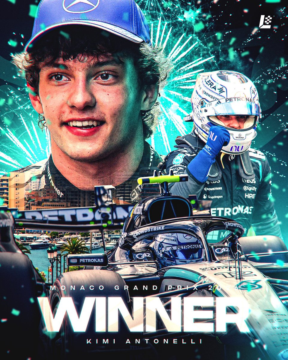riyadinhoo_'s tweet photo. KIMI ANTONELLI (19 ans) 🇮🇹 EST LE VAINQUEUR DU GRAND PRIX DE MONACO 🏁🇲🇨🏆
🥈: Lewis Hamilton 🇬🇧
🥉: Isack Hadjar 🇫🇷
Pierre Gasly termine à la 7⃣e place du classement.
#F1 #GPExplorer https://t.co/d82Y4V2JXG