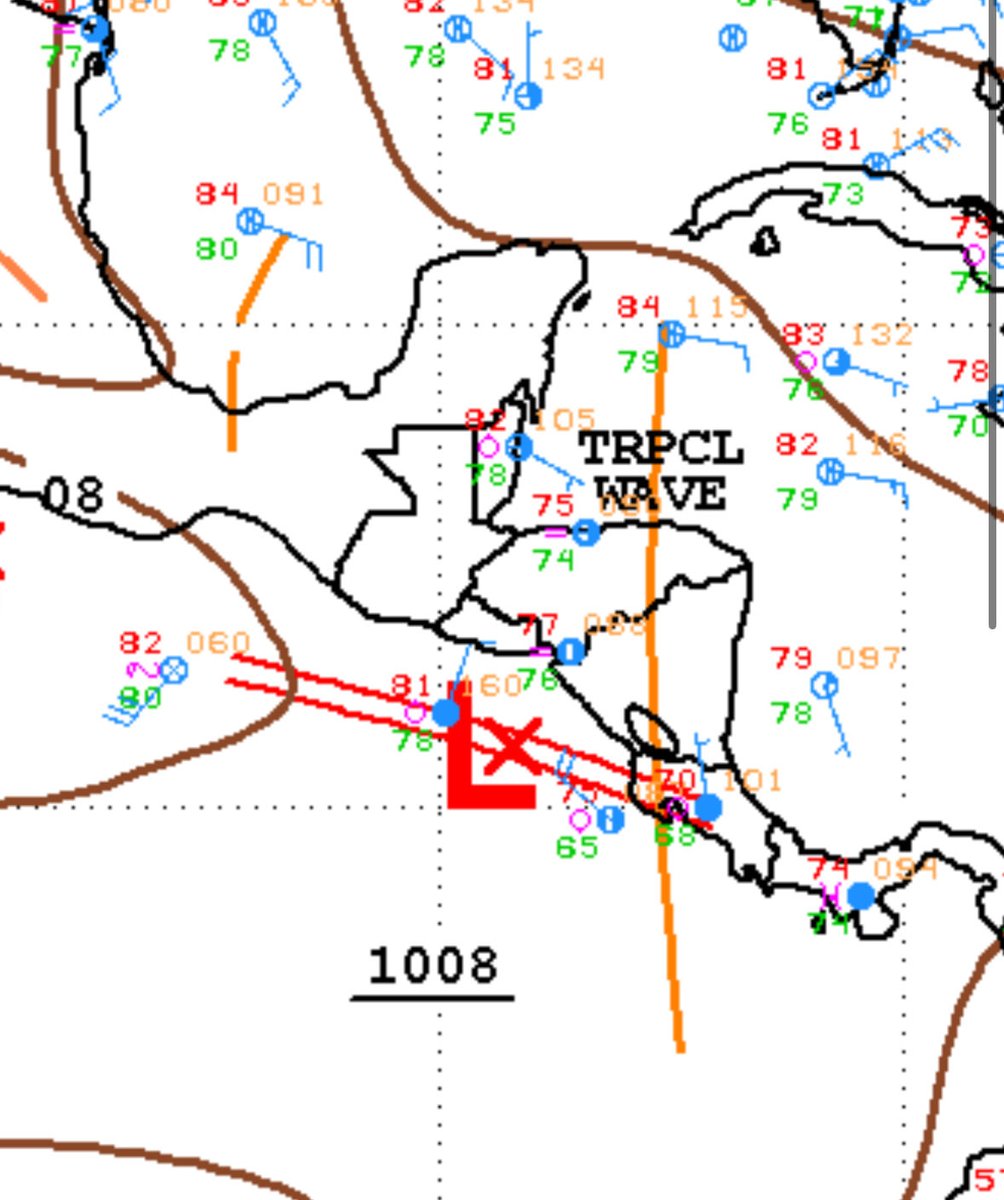 ClimaenGuate's tweet photo. Se ha formado la Depresión Tropical 2E al sur de México y podría convertirse en Tormenta Tropical en las próximas horas.

El sistema se dirige hacia Guerrero, Mexico y favorecerá a que la vaguada monzónica migre más al norte de lo normal y en combinación con la otra baja presión, ocasionarán fuerte ingreso de humedad al país.