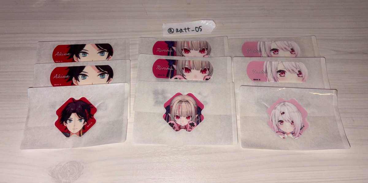 aatt_05's tweet photo. 【交換】にじさんじ チャームエイド  CharmAid vol.1 vol.2  絆創膏 ばんそうこう

求】🥷🔫＜定価＋送料（🚺のみ）
譲】画像 🌶・🍼・👻

ライバー毎（3枚）まとめてのみ
お気軽にお声かけください🙆🏻‍♀️ https://t.co/79QK6mQYT1