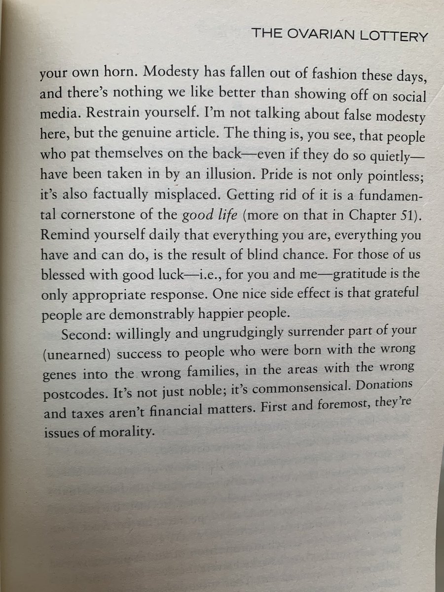 maintcraft's tweet photo. Willingly and ungrudgingly surrender part of your (unearned) success to people who were born with the wrong genes into the wrong families, in the areas with the wrong postcodes. It's not just noble, it's commonsensical. Donations and taxes aren't financial matters. First and foremost, they're issues of morality.

@dobelli