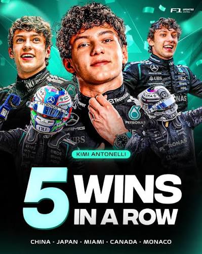 fathilullail's tweet photo. Kimi Antonelli wins his FIFTH race in a row and becomes the youngest winner of the Monaco Grand Prix!

#Monaco
#Formula1 https://t.co/U7XutBcfw9