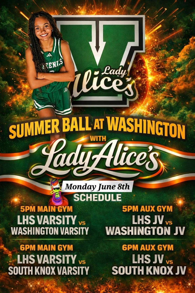 AzariaEasley's tweet photo. Basketball schedule for monday has dropped.  💪🏽🏀
@LHSLadyAlices @ibcwbb15US40E https://t.co/Y3XGvStKcz