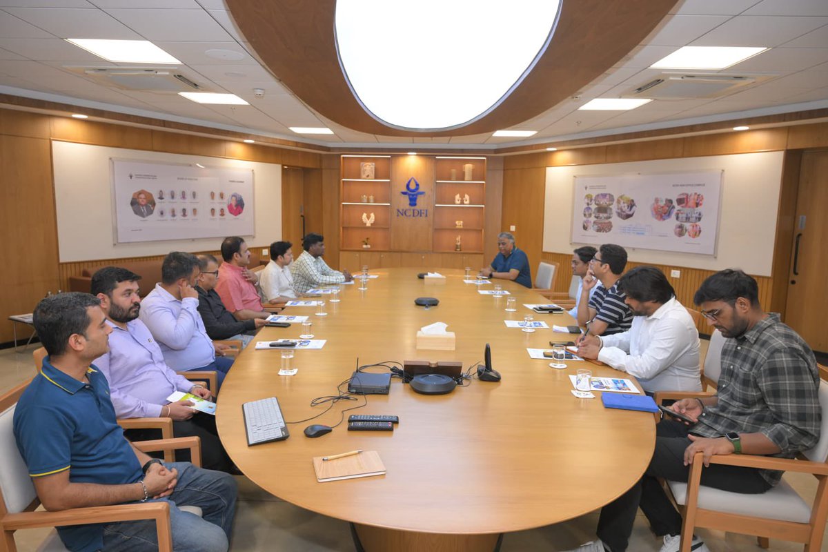 ncdficoop's tweet photo. Senior officials of the National Cooperative Development Corporation (NCDC @mdncdc), led by Shri Rohit Gupta, Dy Managing Director, NCDC, and Dr. Manoj Kumar, Director General, LINAC visited NCDFI (@ncdficoop).

During the visit, the NCDFI eMarket platform was presented, highlighting its role as a transparent and technology-enabled marketplace for dairy and allied sectors. The presentation covered key features of the platform, including digital procurement, structured bidding, wider buyer-seller participation, improved price discovery and efficient trade processes.

The interaction also provided an opportunity to discuss how the eMarket model can be extended to support other cooperative institutions and Farmer Producer Organisations (FPOs) in marketing their produce through transparent digital trade linkages and better market access.

The visit reinforced the shared commitment of NCDC and NCDFI towards strengthening cooperative marketing, promoting digital innovation, and building a more efficient, inclusive, and farmer-centric cooperative ecosystem.

@MinOfCooperatn 
@Min_FAHD 
@Dept_of_AHD 
@mdncdc 
@ShahMeenesh 
@Sajja_NCDFI 
@ncdficoop