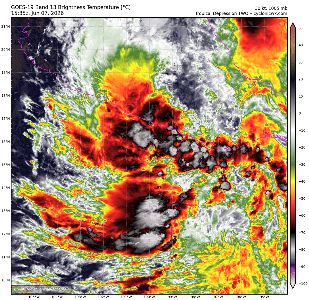 Doglas2003's tweet photo. TD #02E has formed and is expected to briefly become a TS which would earn it the name Boris before it moves into Mexico, poses a flash flooding threat to Mexico #tropicswx https://t.co/qBN58klOYc