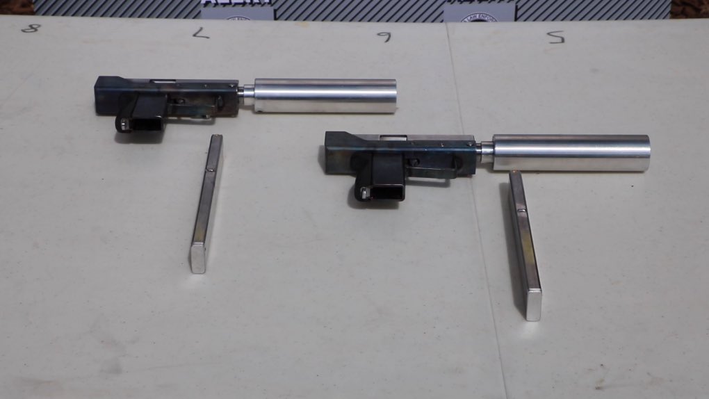 NetDarkened's tweet photo. @NoGunsInCanada False. Here are two full auto homemade firearms found in Edmonton. At no point in their life were they legal. https://t.co/UqXq6iOZxm