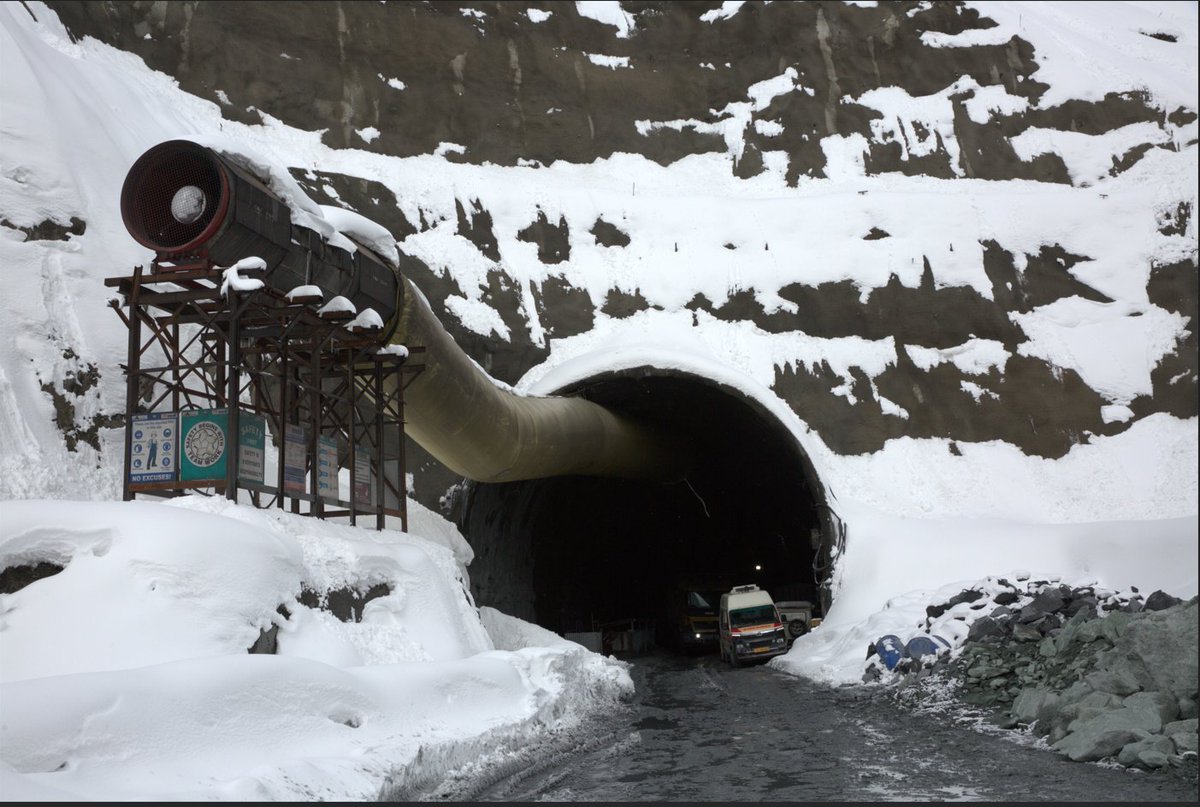 timesofindia's tweet photo. #InPics | A landmark moment for #India's infrastructure sector as the 13.153-km #Zojila Tunnel achieves its final breakthrough. Set to become the world's longest single-tube bi-directional road #tunnel at the highest altitude, the project will provide all-weather connectivity between Baltal (#Sonamarg) and Meenamarg (Drass-Kargil), overcoming the challenges of heavy #snowfall, avalanches, and harsh #Himalayan weather. 

#ZojilaTunnel #Infrastructure #IndiaInfrastructure #Ladakh #JammuAndKashmir #Sonamarg #Kargil #HimalayanEngineering #Connectivity